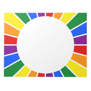 RAINBOW FLAG BUTTON RAYS + Ihr Zeichen oder Text Notizblock