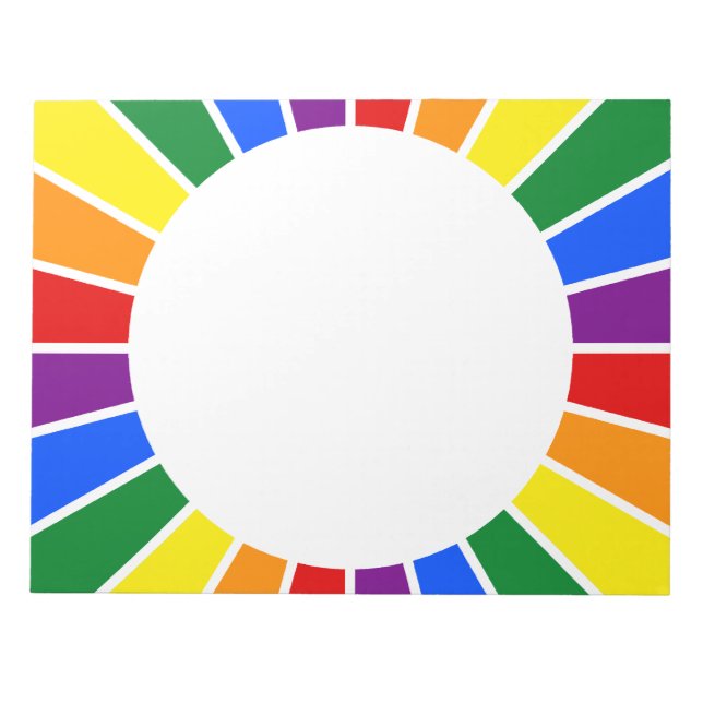RAINBOW FLAG BUTTON RAYS + Ihr Zeichen oder Text Notizblock (Vorderseite)