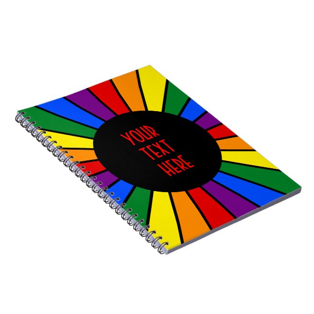 RAINBOW FLAG BUTTON RAYS + Ihr Zeichen oder Text Notizblock (Rechte Seite)