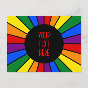 RAINBOW FLAG BUTTON RAYS + Ihr Zeichen oder Text Postkarte