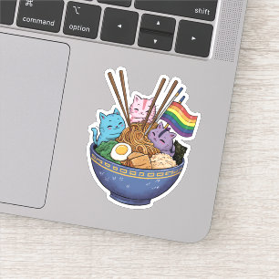 Rainbow Flag Cats Ramen Anime Gay Pride Monat LGBT Aufkleber