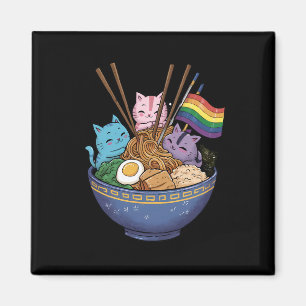 Rainbow Flag Cats Ramen Anime Gay Pride Monat LGBT Magnet