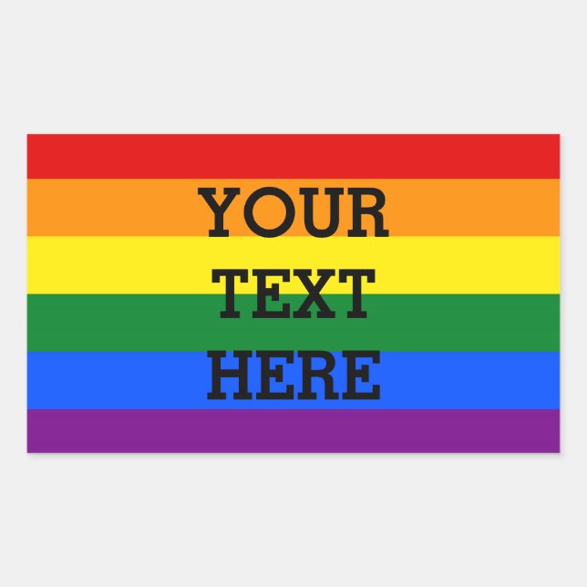 RAINBOW FLAG FLAG FARBEN + Ihr Text Rechteckiger Aufkleber (Vorderseite)