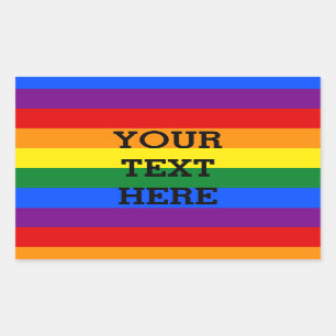 RAINBOW FLAG FLAG FARBEN + Ihr Text Rechteckiger Aufkleber