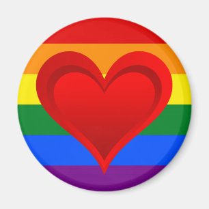 RAINBOW FLAG FLAG FARBEN & rotes Herz + Ihre Ideen Magnet