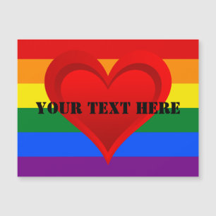 RAINBOW FLAG FLAG FARBEN & rotes Herz + Ihre Ideen Magnetkarte