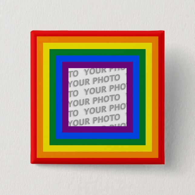 RAINBOW FLAG FRAME + Ihr Zeichen oder Bild Button (Vorderseite)