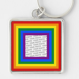 RAINBOW FLAG FRAME + Ihr Zeichen oder Bild Schlüsselanhänger