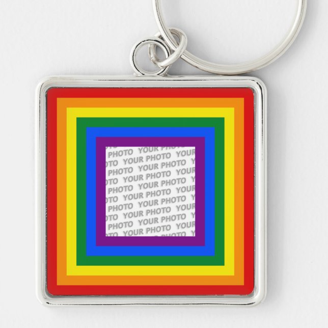 RAINBOW FLAG FRAME + Ihr Zeichen oder Bild Schlüsselanhänger (Vorne)