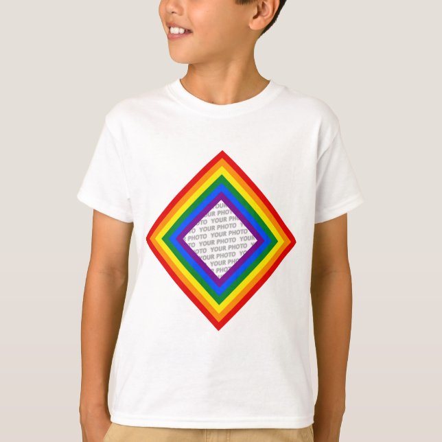 RAINBOW FLAG FRAME + Ihr Zeichen oder Bild T-Shirt (Vorderseite)