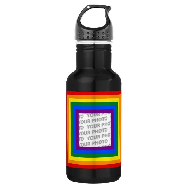 RAINBOW FLAG FRAME + Ihr Zeichen oder Bild Trinkflasche (Vorderseite)