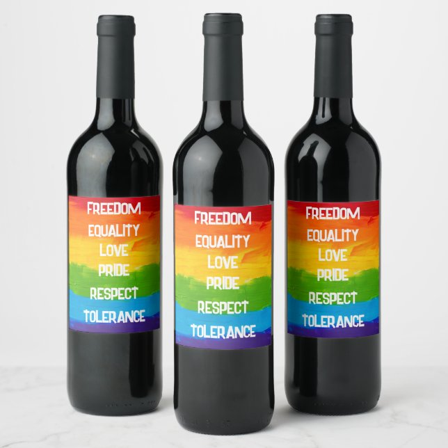 Rainbow Flag Gay Lesbian LGBT Weinetikett (Flaschen)
