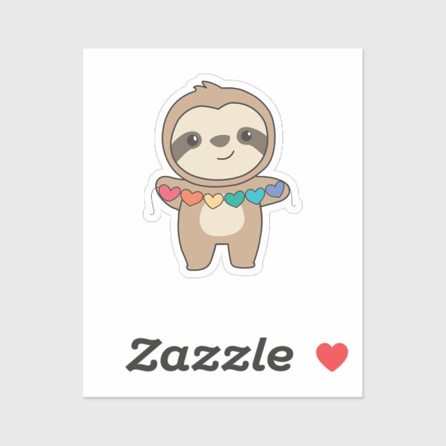 Rainbow Flag Gay Pride Lgbtq Hearts Sloth Aufkleber (Blatt)