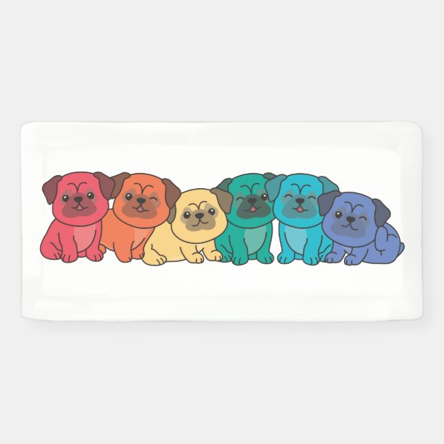 Rainbow Flag Gay Pride Lgbtq Mops Niedlich Hunde Banner (Horizontal)