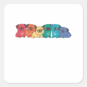 Rainbow Flag Gay Pride Lgbtq Mops Niedlich Hunde Quadratischer Aufkleber