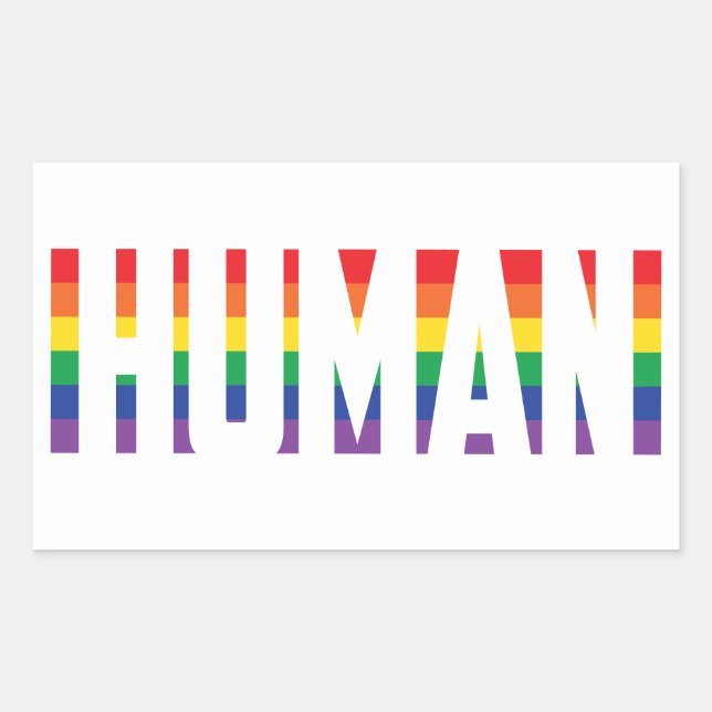 Rainbow-Flag-Gay Pride menschlicher Ausschnitt-Tex Rechteckiger Aufkleber (Vorderseite)