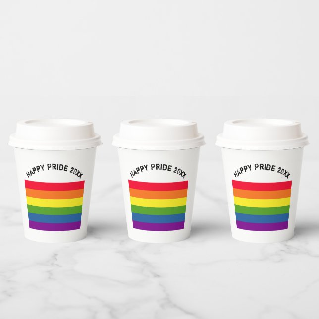 Rainbow Flag Happy GLBT Prix Custom Text Pappbecher (Multi)