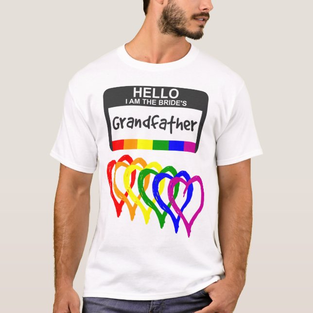 Rainbow Flag Hearts Bridge Großvater Name Abzeiche T-Shirt (Vorderseite)
