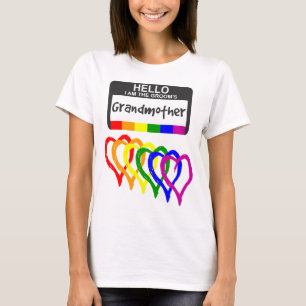Rainbow Flag Herz Groom Großmutter Name Abzeichen T-Shirt