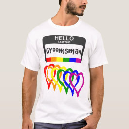 Rainbow Flag Hörer Trauzeuge Name Abzeichen Hochze T-Shirt