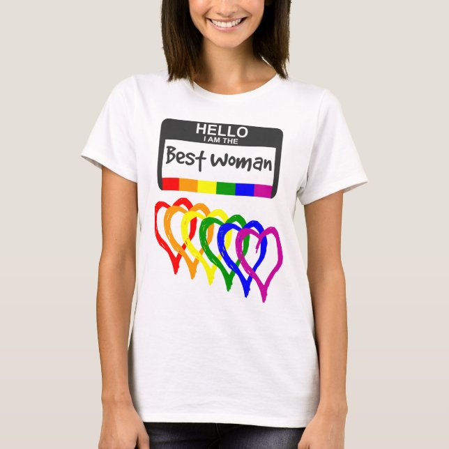 Rainbow Flag Hört Bestes Abzeichen für Frauennamen T-Shirt (Vorderseite)