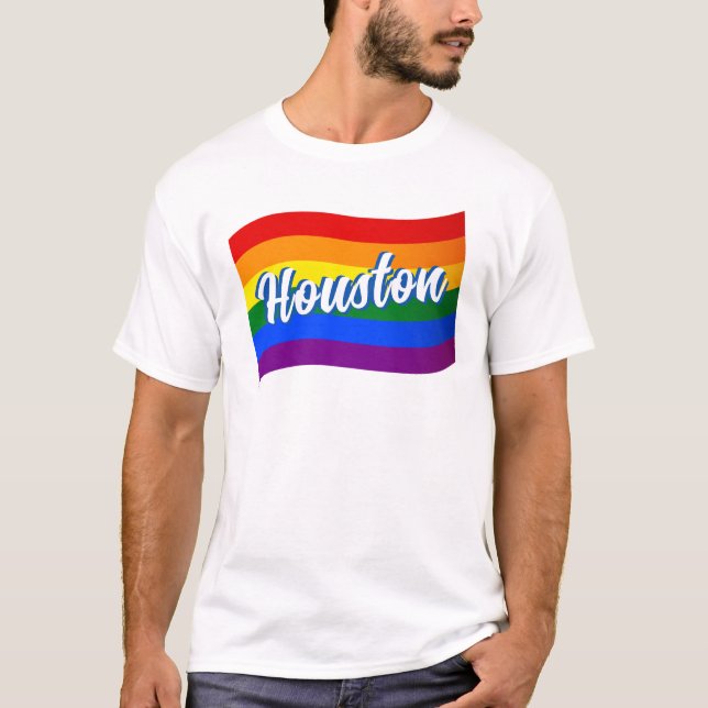 Rainbow Flag Houston Gay Pride LGBT LGBTQ T-Shirt (Vorderseite)