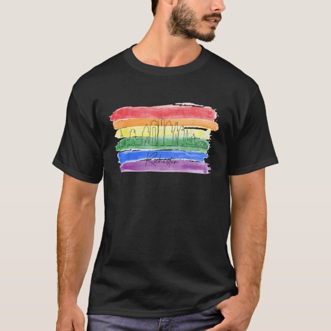 Rainbow Flag LGBTQIA Pride Month 2023 Rochester Ga T-Shirt (Vorderseite)