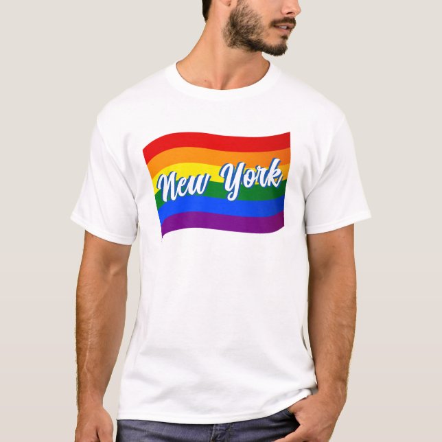 Rainbow Flag New York Gay Pride LGBT LGBTQ T-Shirt (Vorderseite)