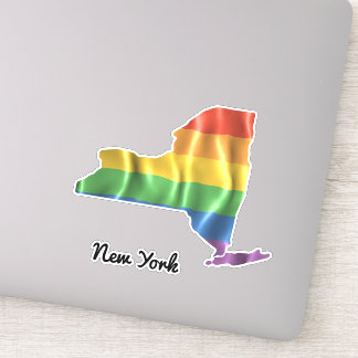 Rainbow Flag New York NY Staat Kontur Aufkleber