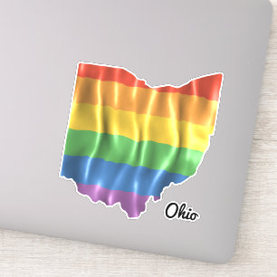 Rainbow Flag Ohio OH Staat Kontur Aufkleber