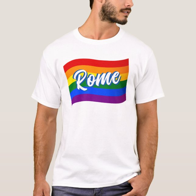 Rainbow Flag Rom Italien Gay Pride LGBT LGBTQ T-Shirt (Vorderseite)