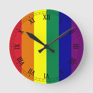 Rainbow Flag Runde Wanduhr