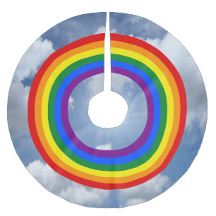 RAINBOW FLAG SCHALTFLÄCHE + Ihr Backgr. Ideen Polyester Weihnachtsbaumdecke