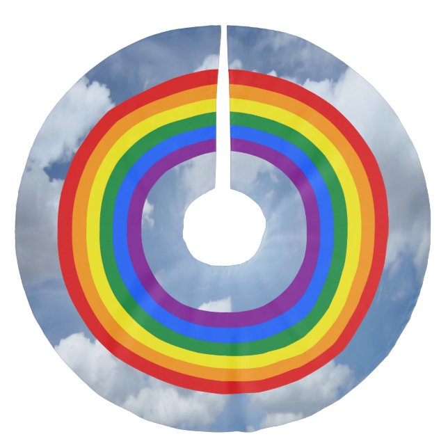 RAINBOW FLAG SCHALTFLÄCHE + Ihr Backgr. Ideen Polyester Weihnachtsbaumdecke (Vorderseite)