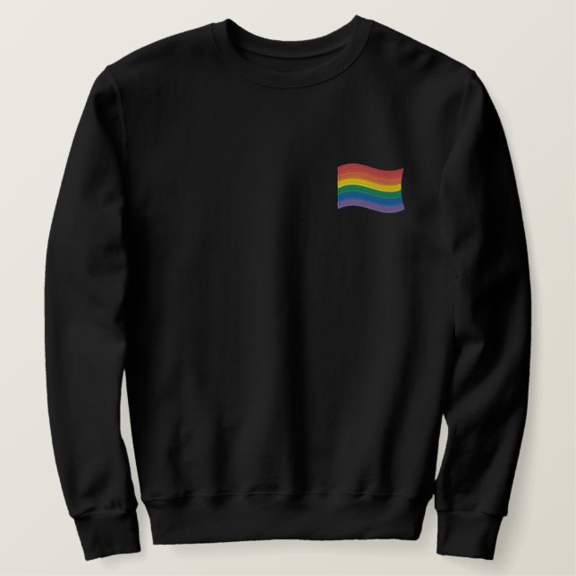 Rainbow-Flag Stickereibesticktes Shirt (Design vorne)
