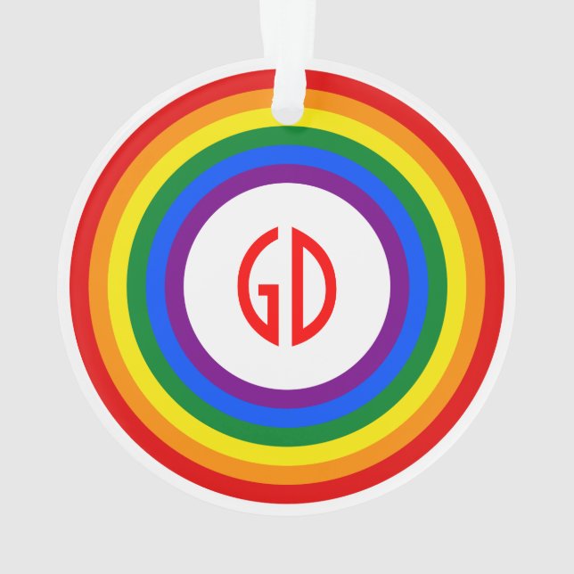 RAINBOW FLAG-TASTE + Ihr Zeichen oder Monogramm Ornament (Rückseite)