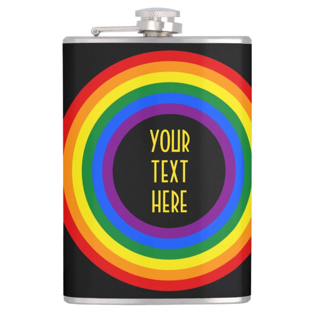 RAINBOW FLAG-TASTE + Ihr Zeichen oder Text Flachmann (Vorderseite)