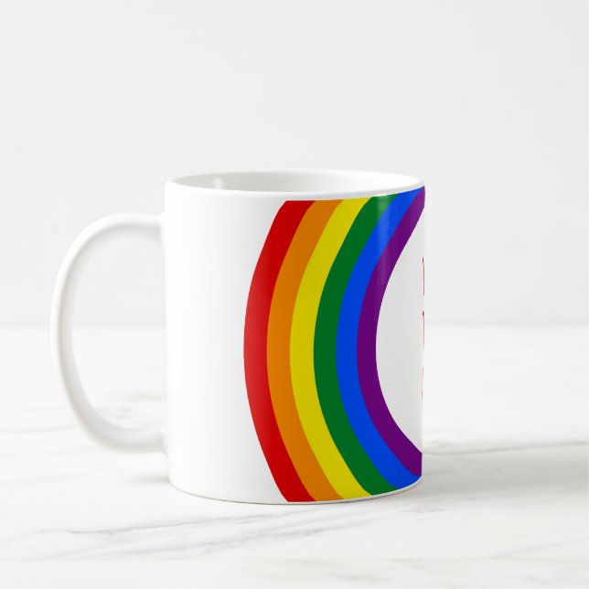 RAINBOW FLAG-TASTE + Ihr Zeichen oder Text Kaffeetasse (Links)