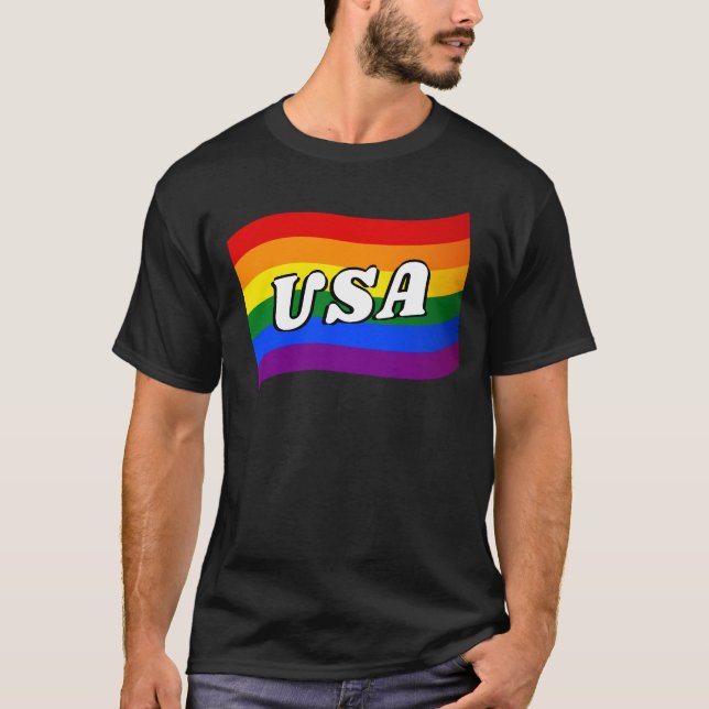 Rainbow Flag USA Gay Pride LGBT LGBTQ T-Shirt (Vorderseite)
