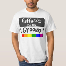 Rainbow Flag Wedding Hello Name Abzeichen für Groo