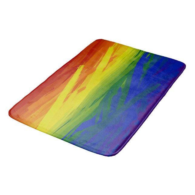 Rainbow Flames Badematte (Schrägansicht)