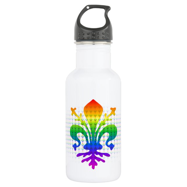 Rainbow Fleur-de-lis Edelstahlflasche (Vorderseite)