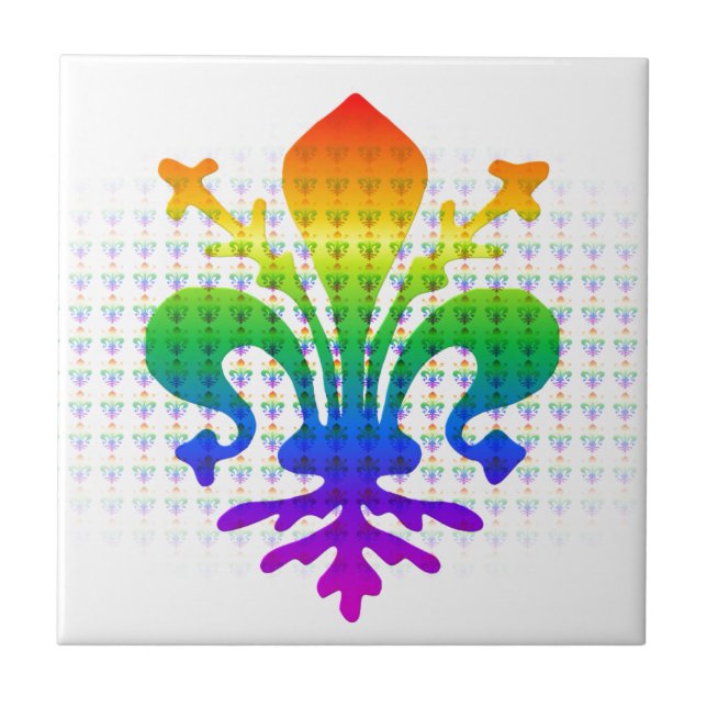 Rainbow Fleur-de-lis Fliese (Vorderseite)