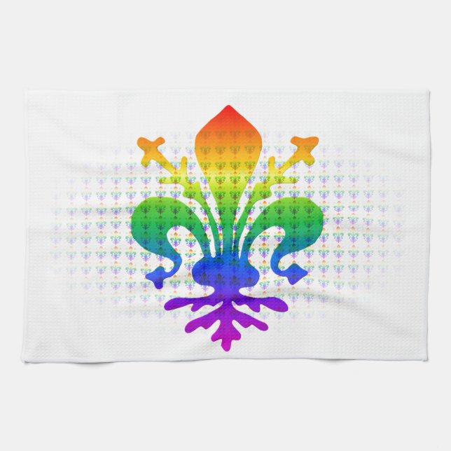 Rainbow Fleur-de-lis Geschirrtuch (Horizontal)