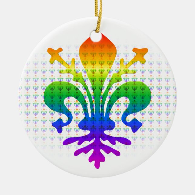Rainbow Fleur-de-lis Keramikornament (Vorne)