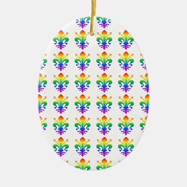 Rainbow Fleur-de-lis Keramikornament (Vorne)