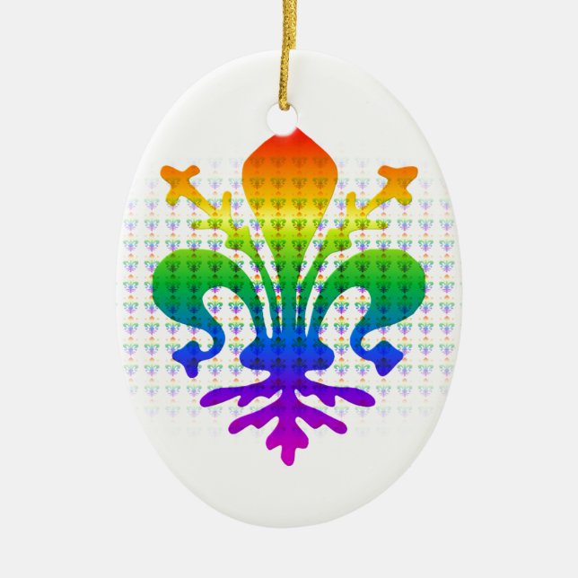 Rainbow Fleur-de-lis Keramikornament (Vorne)