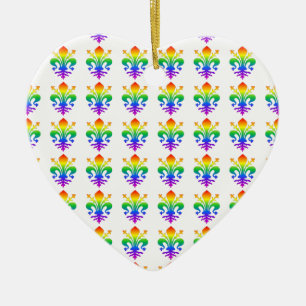 Rainbow Fleur-de-lis Keramikornament