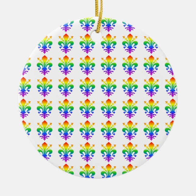 Rainbow Fleur-de-lis Keramikornament (Vorne)