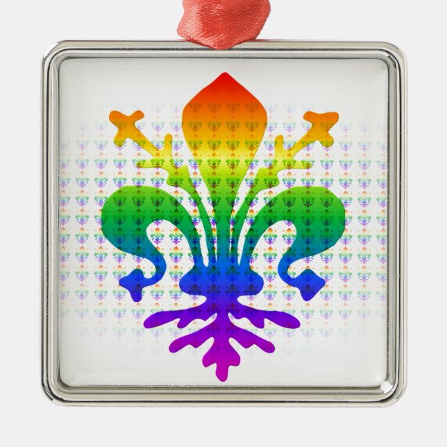 Rainbow Fleur-de-lis Ornament Aus Metall (Vorne)